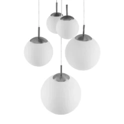 Lindby Riippuvalaisin Heleska, valkoinen, lasi, 5 valoa, Ø 50 cm