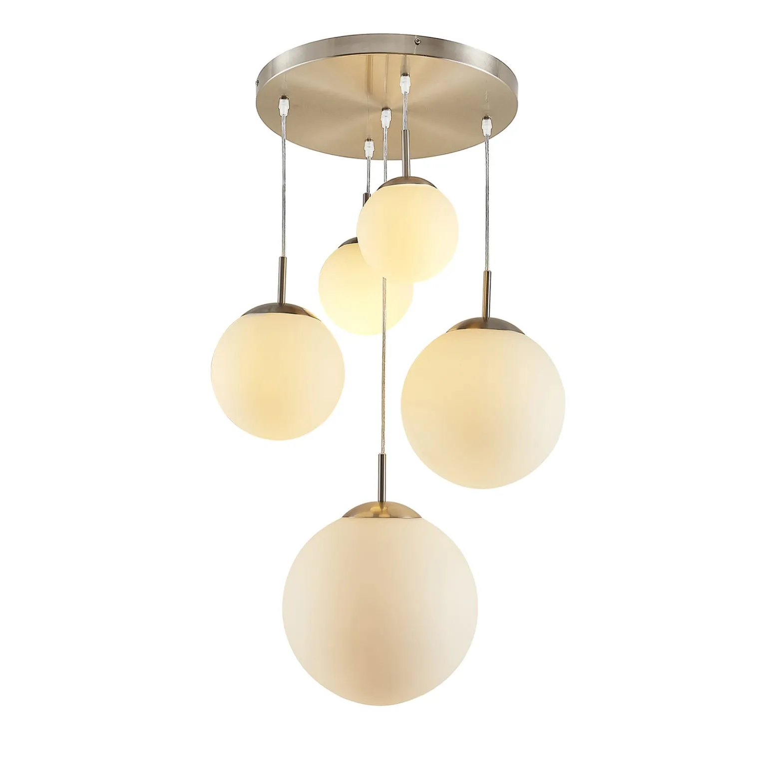 Lindby Riippuvalaisin Heleska, valkoinen, lasi, 5 valoa, Ø 50 cm
