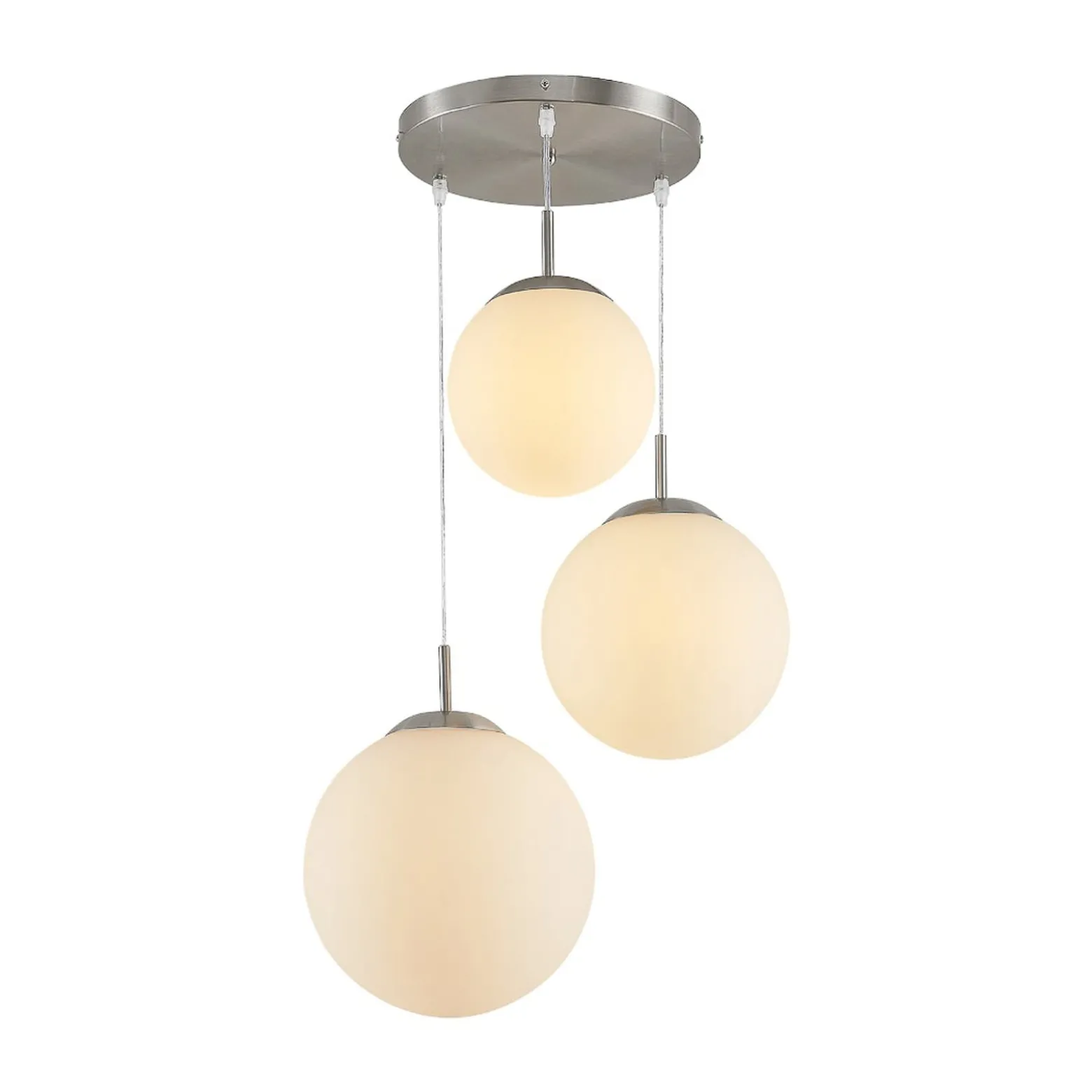 Lindby Riippuvalaisin Heleska, valkoinen, lasi, 3-valo, Ø 47cm