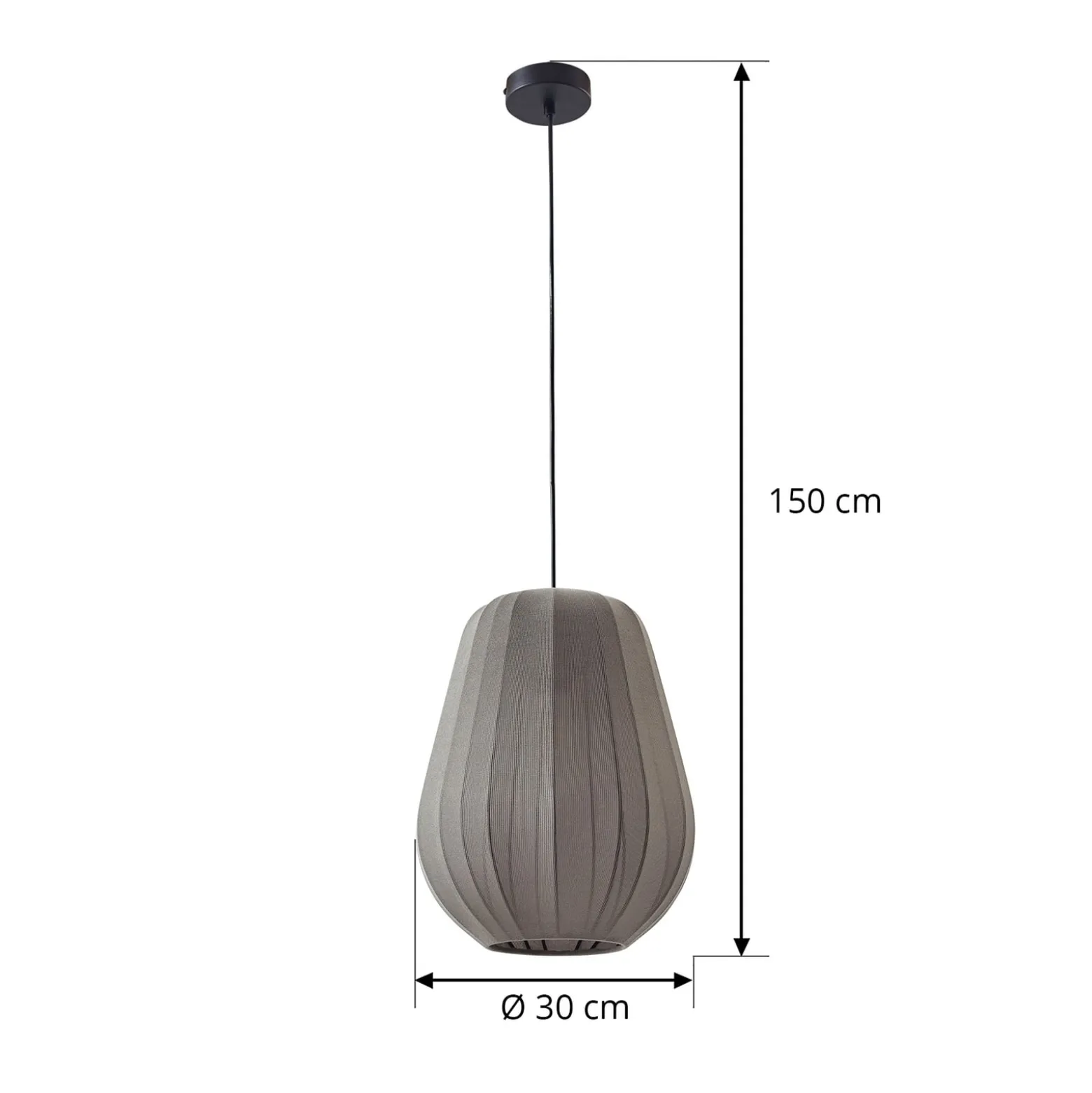 Lindby Riippuvalaisin Helin, harmaa, Ø 30 cm, kangasta