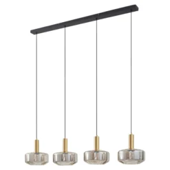Lindby Riippuvalaisin Hildur, 4-valo, 118 cm, savunharmaa, lasi