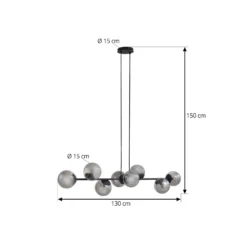 Lindby Riippuvalaisin Isamer, savunharmaa, 130 cm, maapallo