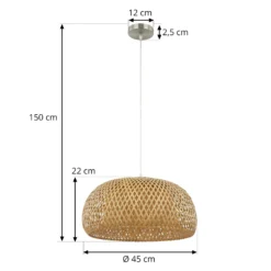 Lindby Riippuvalaisin Jadwiga, Ø 45 cm, bambu, E27
