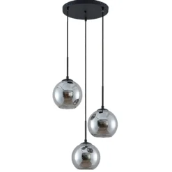 Lindby riippuvalaisin Jurian, 32 cm, 3-valo, musta/savu, lasia