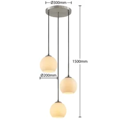 Lindby riippuvalaisin Jurian, Ø 32 cm, 3-valo, nikkeli/opal, lasi