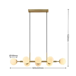 Lindby Riippuvalaisin Kiamo, 83 cm, messinki, valkoinen, lasi, G9