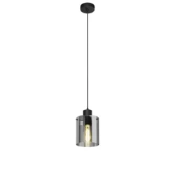 Lindby riippuvalaisin Kourtney, Ø 15 cm, musta/harmaa, lasi, E27
