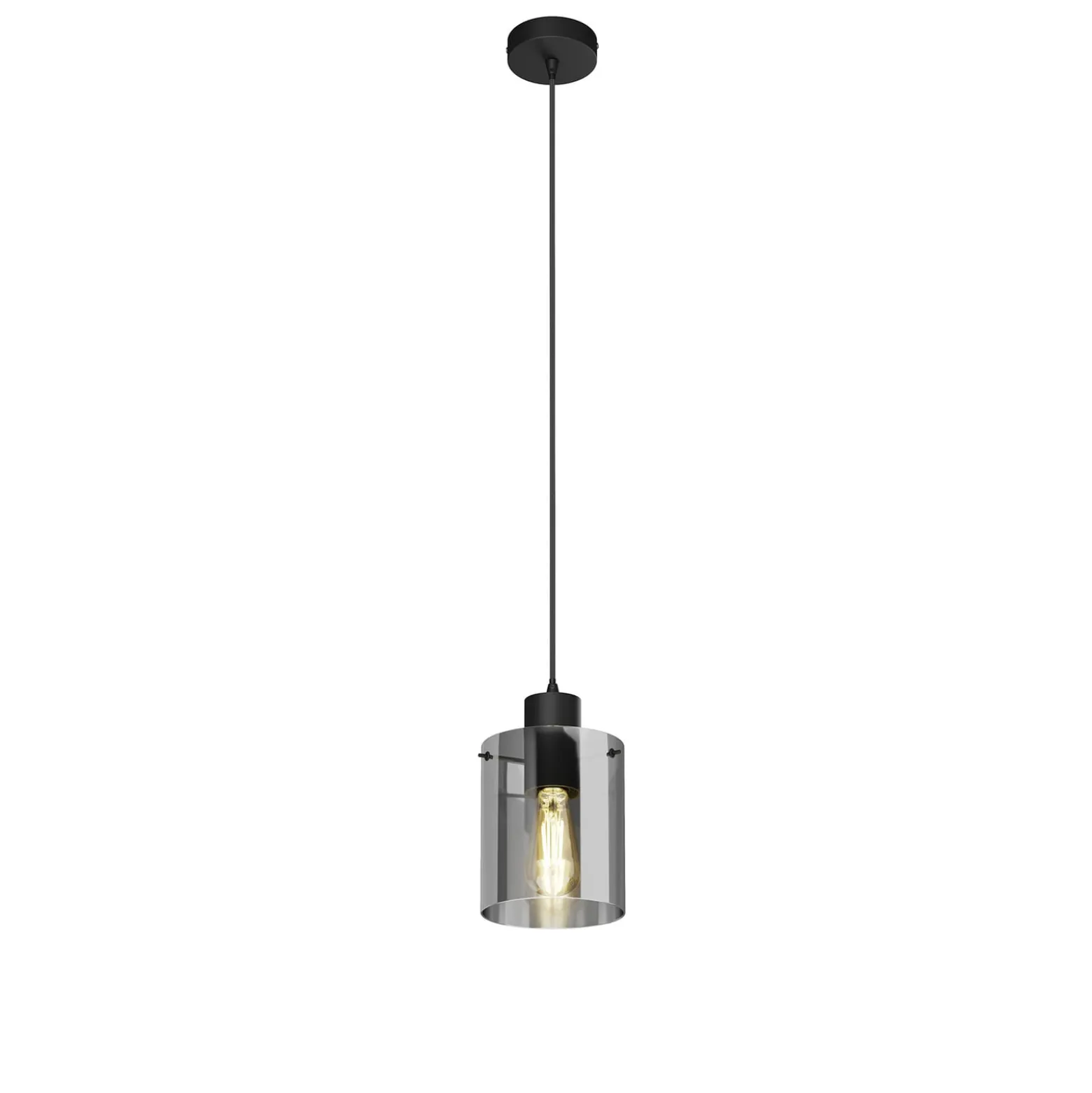 Lindby riippuvalaisin Kourtney, Ø 15 cm, musta/harmaa, lasi, E27