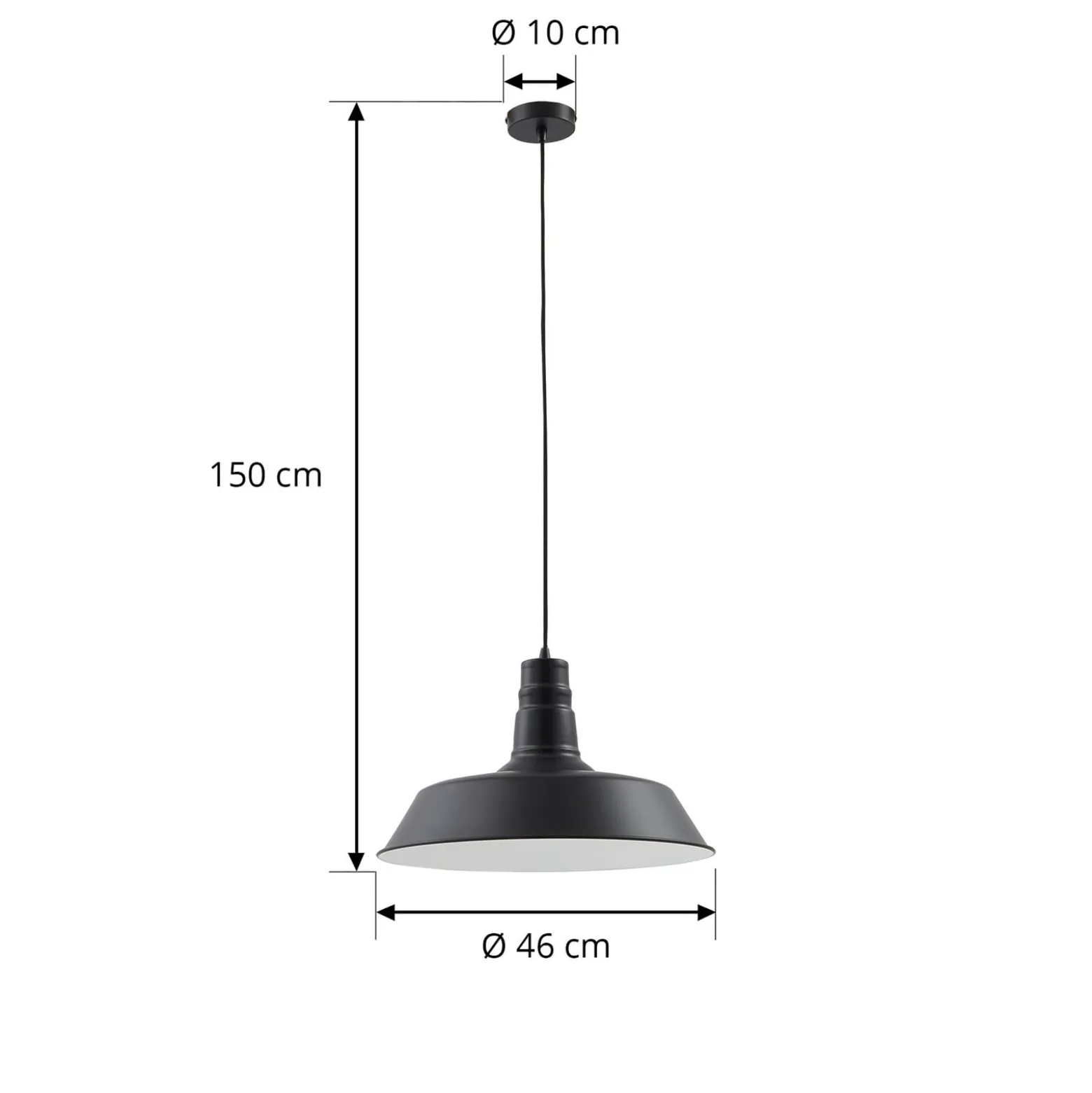Lindby riippuvalaisin Laylan, musta/valkoinen, Ø 46 cm, metallia