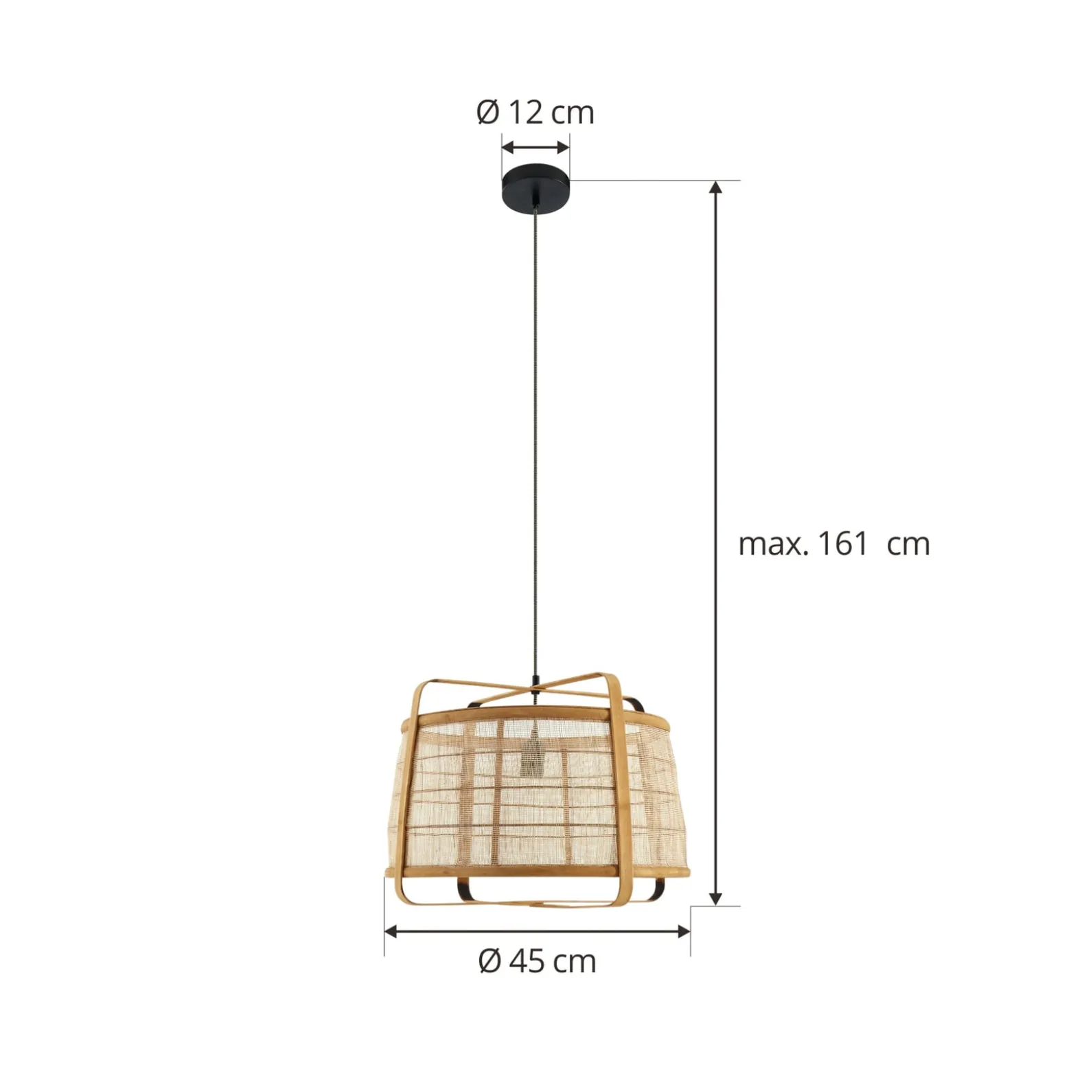 Lindby Riippuvalaisin Liriana, bambu, rauta, Ø 45 cm, E27