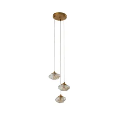 Lindby riippuvalaisin Piatra, Ø25cm, 3-valo, konjakki/messinki, lasi