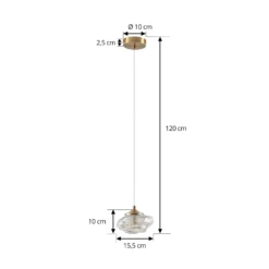 Lindby riippuvalaisin Piatra, meripihka/messinki, lasi, Ø 16 cm, G9
