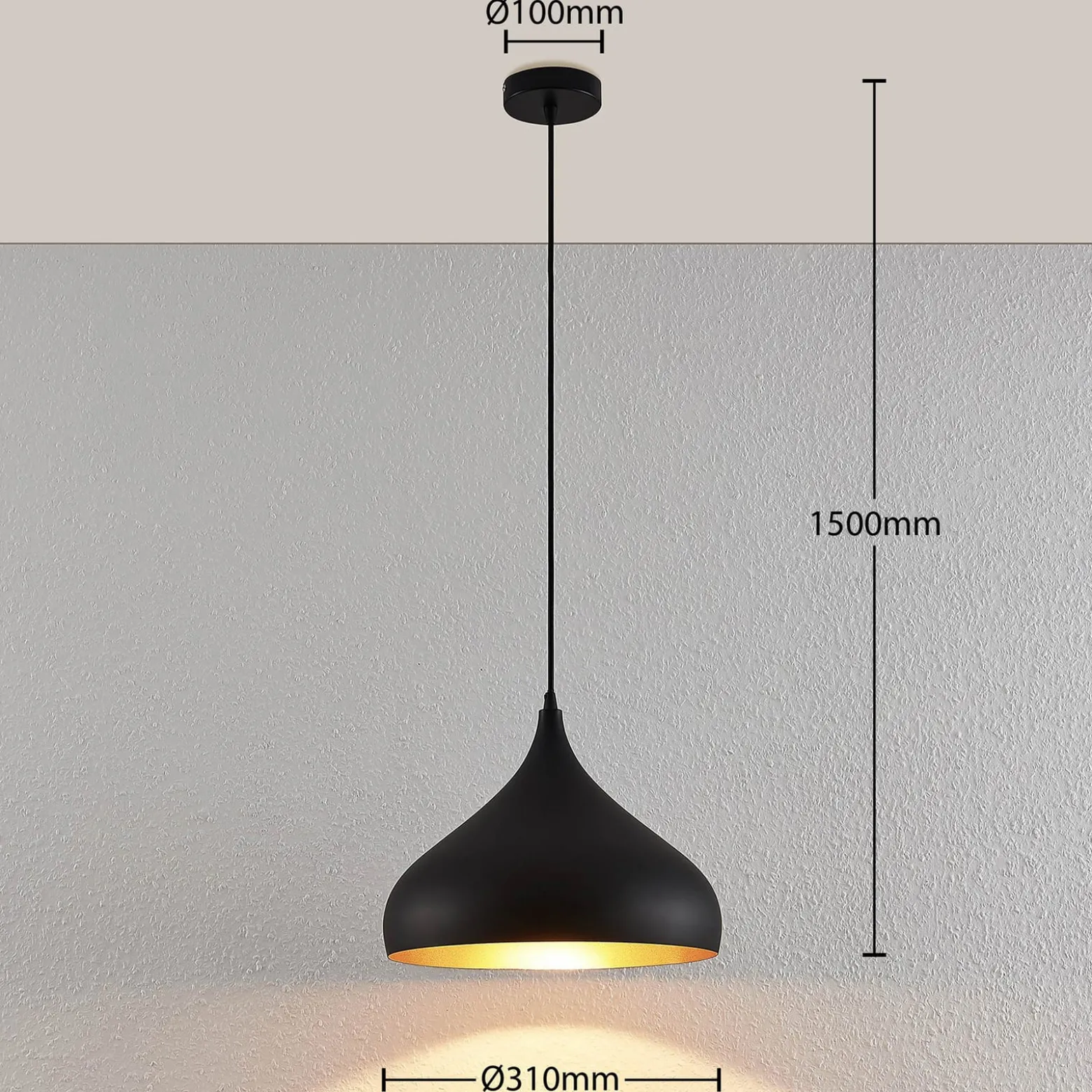 Lindby Riippuvalaisin Ritana, 2 kpl, musta-kultainen, metalli, E27