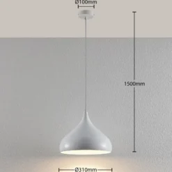 Lindby Riippuvalaisin Ritana, valkoinen, metalli, Ø 31 cm, E27