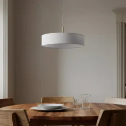 Lindby riippuvalaisin Sebatin, Ø 50 cm, valkoinen, kangas, E27