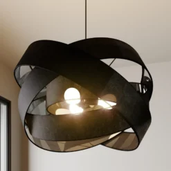 Lindby Riippuvalaisin Simaria, musta, tekstiili, Ø 60 cm, E27