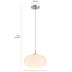 Lindby Riippuvalaisin Sonika, Ø 40 cm, nikkelin värinen, lasi, E27