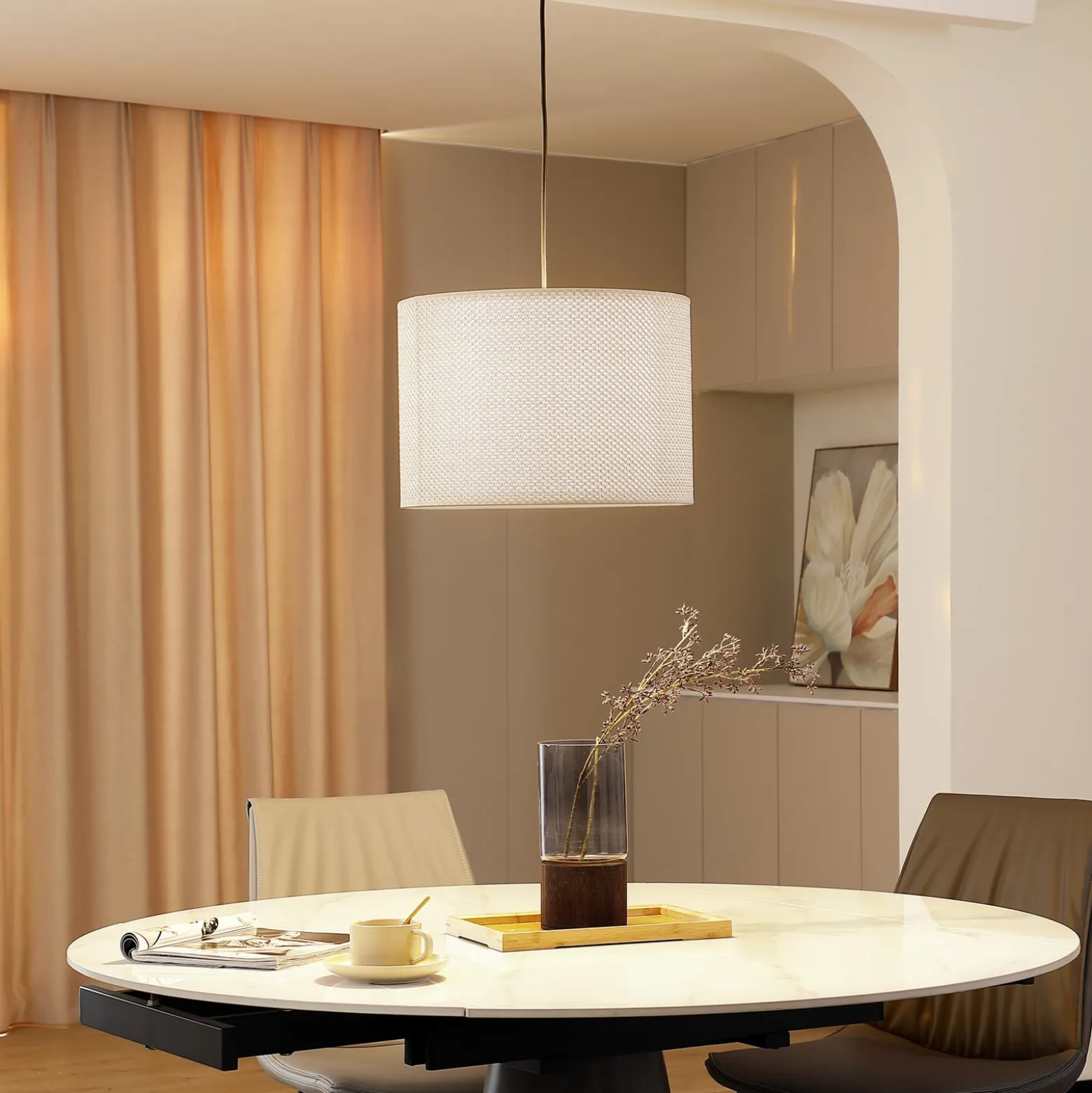 Lindby Riippuvalaisin Soula, Ø 40 cm, beige, muovia, E27
