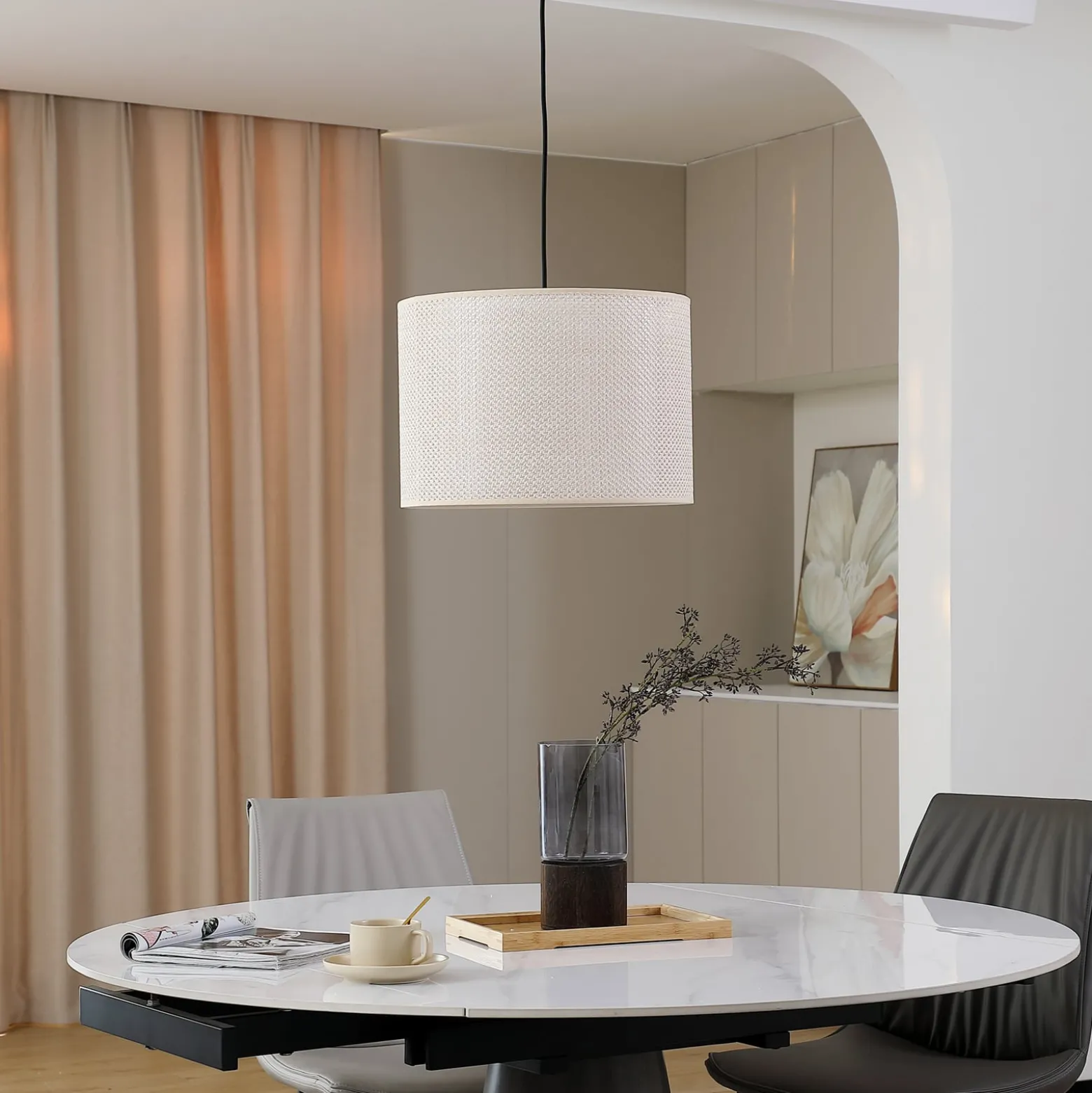 Lindby Riippuvalaisin Soula, Ø 40 cm, beige, muovia, E27