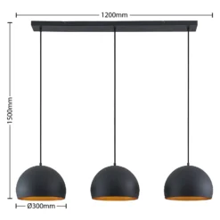 Lindby Riippuvalaisin Tarjei, pituus 120cm, musta/kulta, metallia