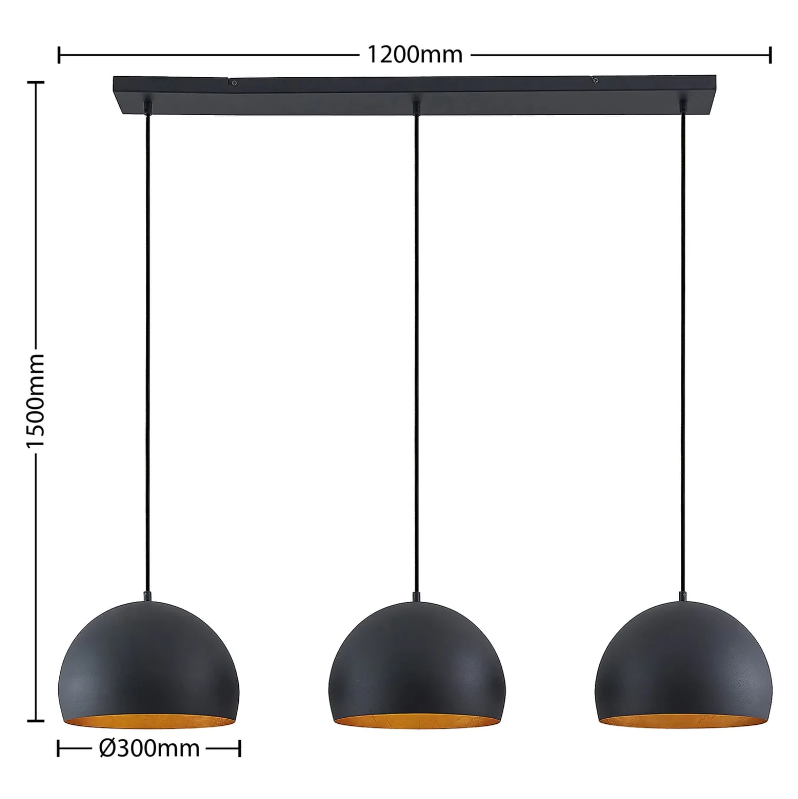Lindby Riippuvalaisin Tarjei, pituus 120cm, musta/kulta, metallia