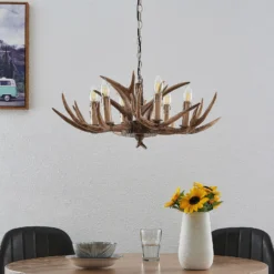 Lindby riippuvalaisin Tejask, Ø 70 cm, 6 valoa, sarvi, E14