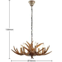 Lindby riippuvalaisin Tejask, Ø 70 cm, 6 valoa, sarvi, E14