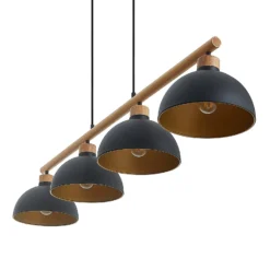 Lindby riippuvalaisin Tirzana, 4-valo, musta, metalli, puu