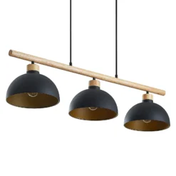 Lindby riippuvalaisin Tirzana, 3-valo, musta, metalli, puu