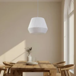 Lindby Riippuvalaisin Vitore, Ø 40 cm, tekstiili, valkoinen