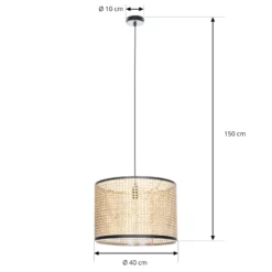 Lindby Riippuvalaisin Yaelle, Ø 40 cm, rottinki, musta, E27