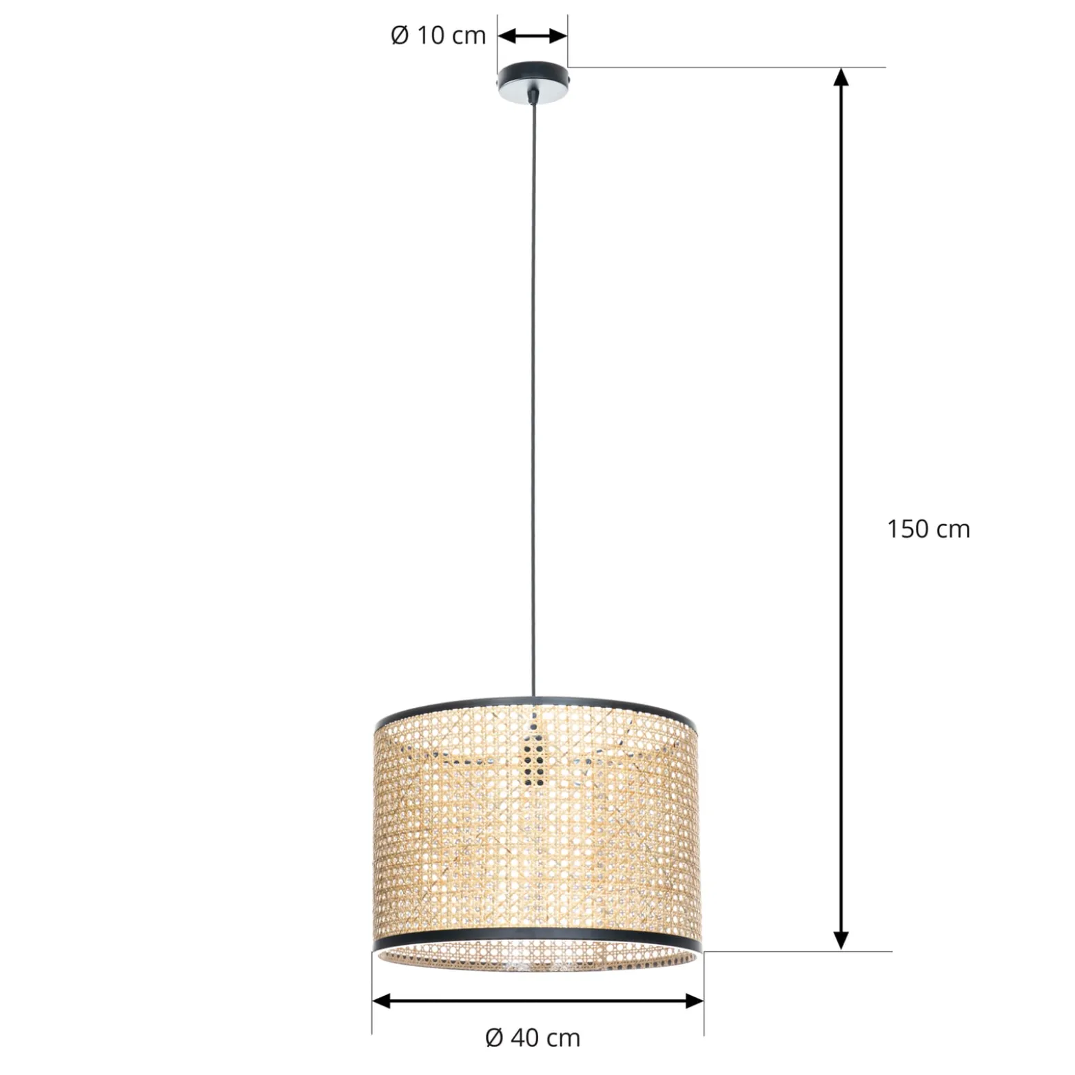 Lindby Riippuvalaisin Yaelle, Ø 40 cm, rottinki, musta, E27