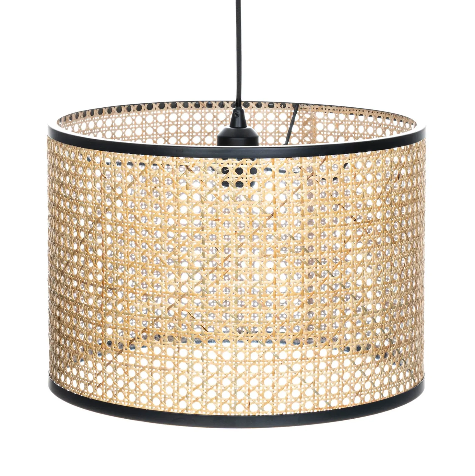 Lindby Riippuvalaisin Yaelle, Ø 40 cm, rottinki, musta, E27