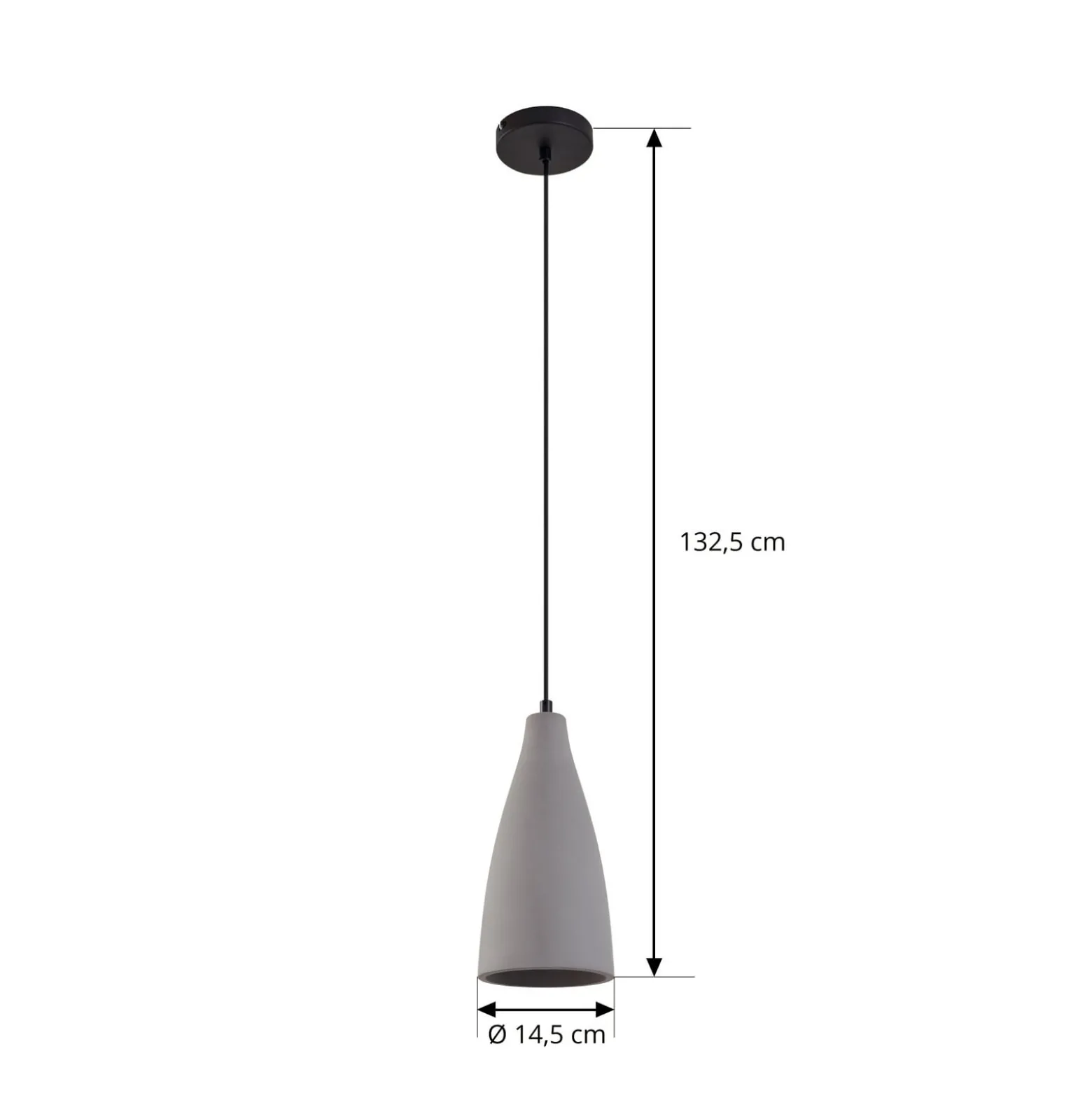 Lindby Riippuvalo Sanne, harmaa, betoni, Ø 15 cm, E27