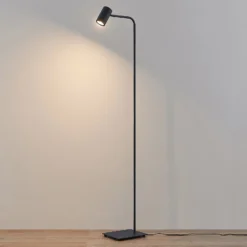 Lindby Sanad lattiavalaisin, korkeus 140 cm, musta, metalli, GU10