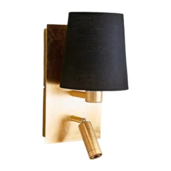 Lindby seinävalaisin Aiden, 30cm, musta, kultainen, LED lukuvalo
