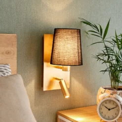 Lindby seinävalaisin Aiden, 30cm, musta, kultainen, LED lukuvalo