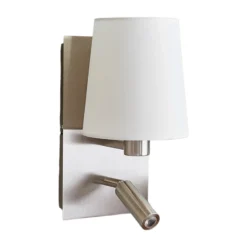 Lindby seinävalaisin Aiden, valkoinen, nikkeli, LED-lukuvalaisin