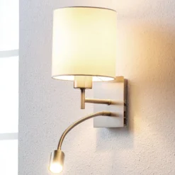 Lindby seinävalaisin Camilo, nikkelin värinen, LED-lukuvalo, 28 cm