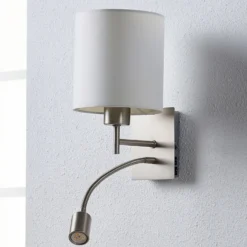 Lindby seinävalaisin Camilo, nikkelin värinen, LED-lukuvalo, 28 cm
