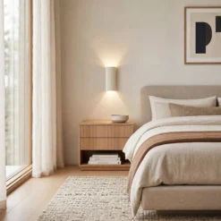 Lindby seinävalaisin Colja, pyöreä, korkeus 30,5 cm, kipsi, beige