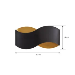 Lindby seinävalaisin Dailin, musta/kulta, 30 cm, metalli