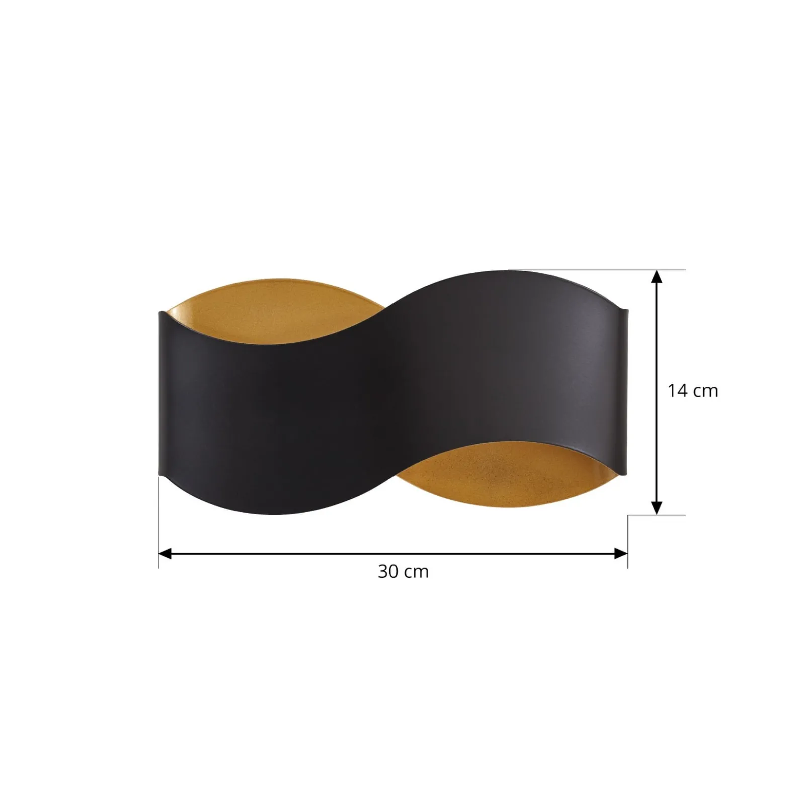 Lindby seinävalaisin Dailin, musta/kulta, 30 cm, metalli