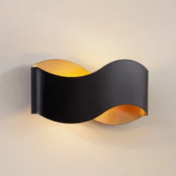 Lindby seinävalaisin Dailin, musta/kulta, 30 cm, metalli