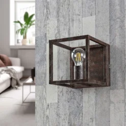 Lindby seinävalaisin Emin, leveys 18 cm, ruosteenvärinen, metallia