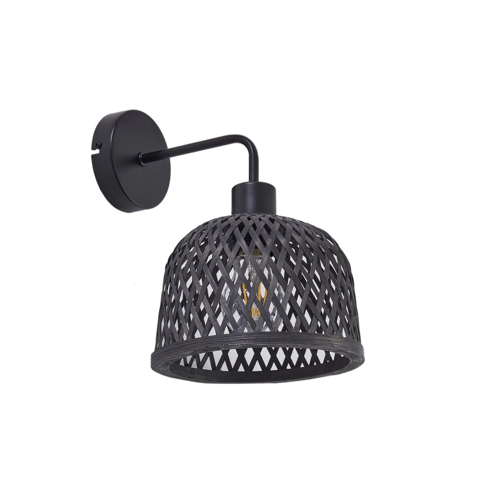 Lindby seinävalaisin Eskil, Ø 18,5 cm, musta, bambu