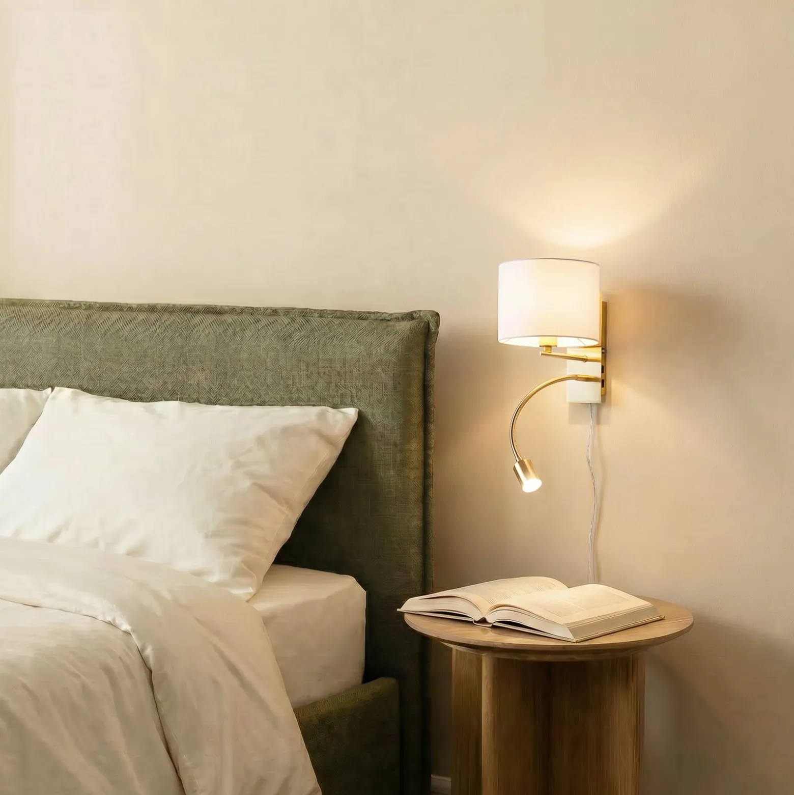 Lindby seinävalaisin Florens, messinki, LED-lukulamppu, 23,5 cm