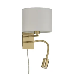 Lindby seinävalaisin Florens, messinki, LED-lukulamppu, 23,5 cm