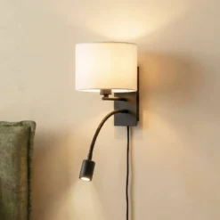 Lindby seinävalaisin Florens, musta, LED-lukulamppu, 23,5 cm