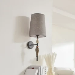 Lindby seinävalaisin Haldorin, harmaa/musta, tekstiili, 58 cm